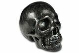 Polished Chatoyant Black Stone Skull #382193-1